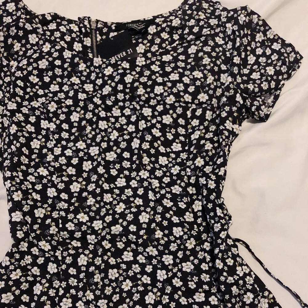 Floral black dress- S